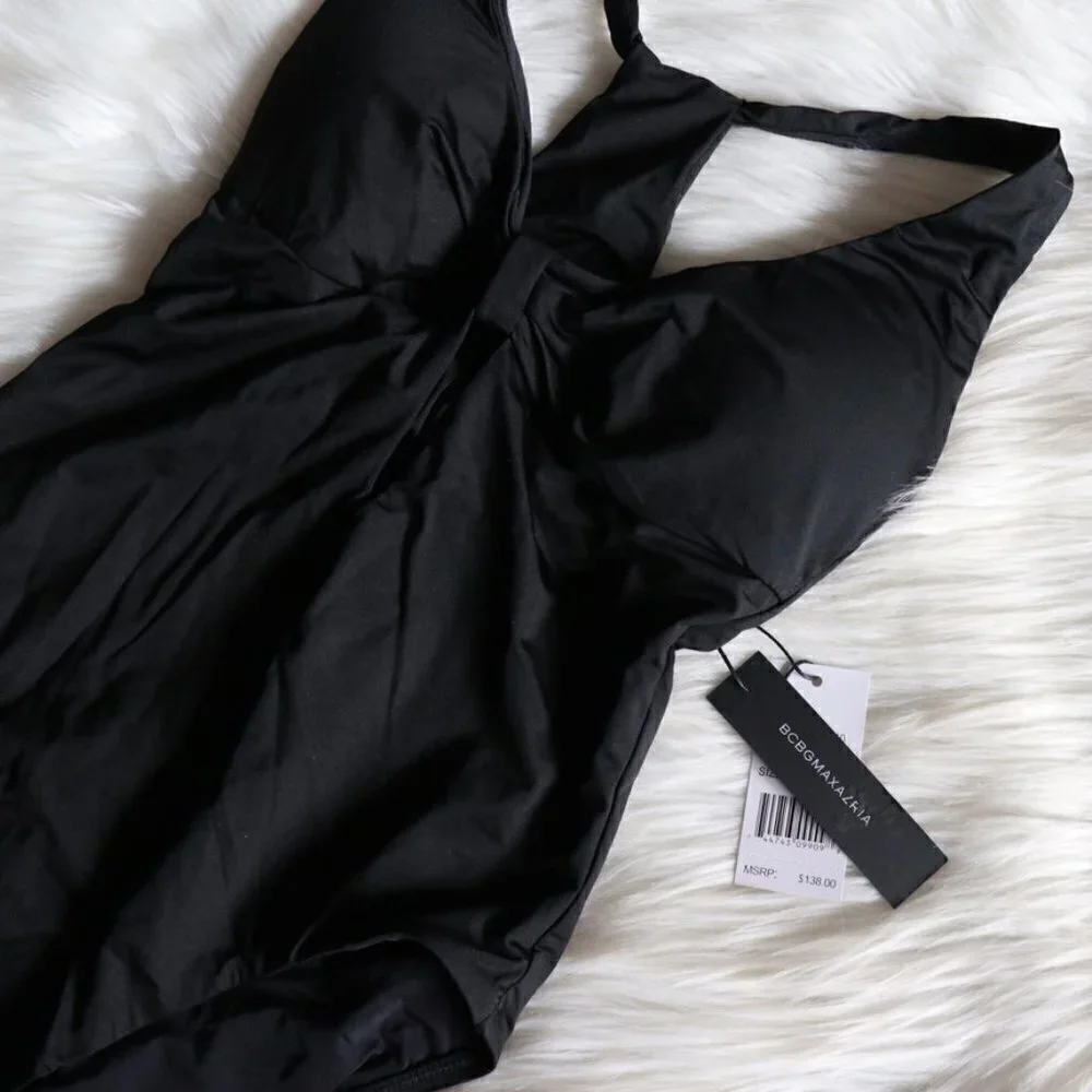 NWT BCBGMaxazria Black Cutout One Piece Bathing Suit Size 2